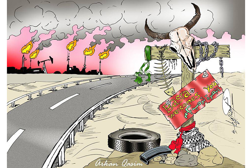 كاريكاتير عن تلوث البيئة مع التعليق